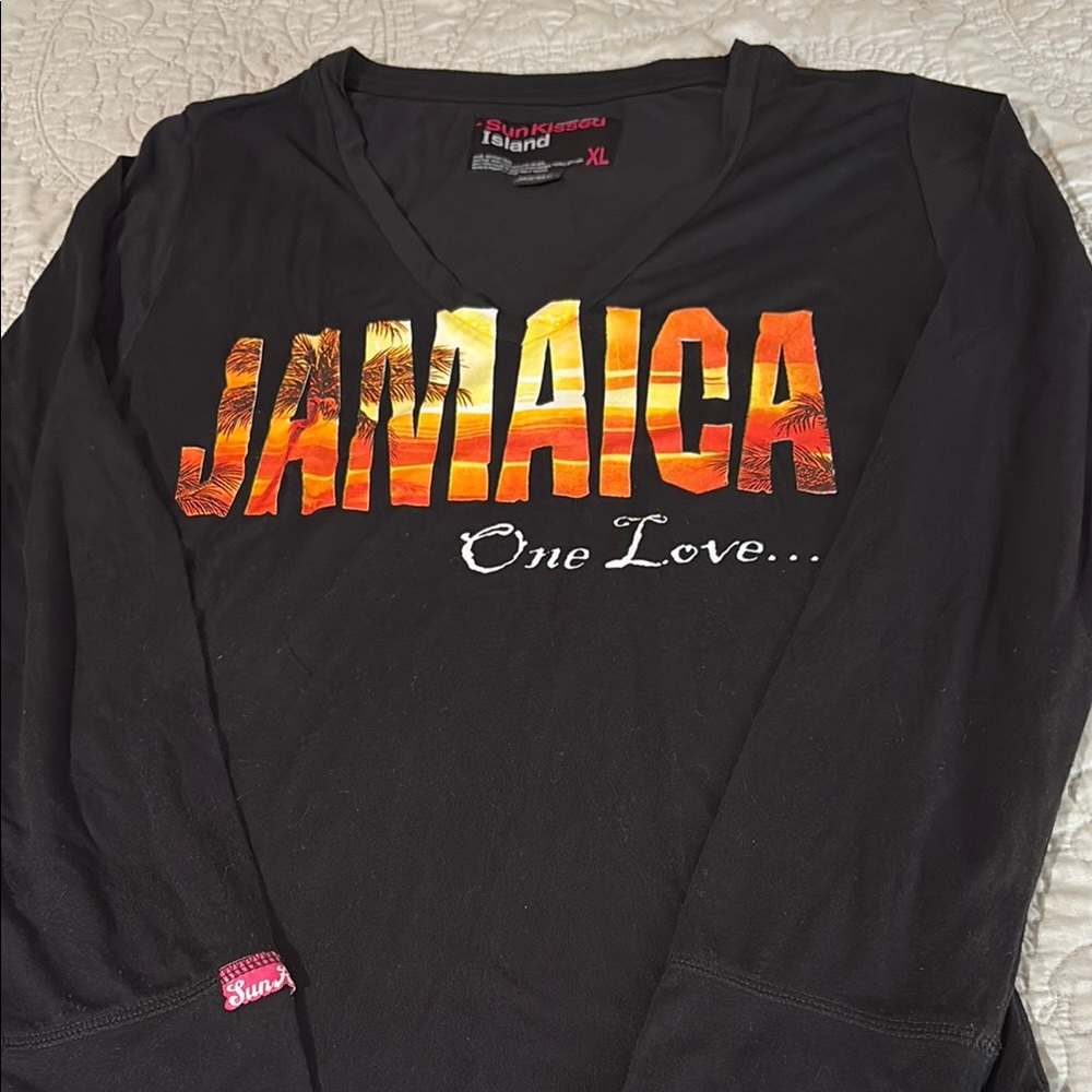 Black and Orange Graphic Long Sleeve Tee